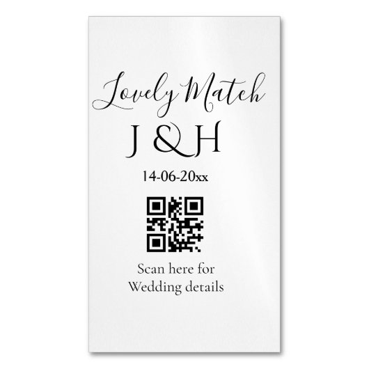 De bruiloft van add koppel naam QR code scan detai Magnetisch Visitekaartje (Voorkant Verticaal)