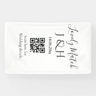 De bruiloft van add koppel naam QR code scan detai Spandoek