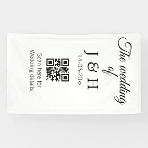 De bruiloft van add koppel naam QR code scan detai Spandoek