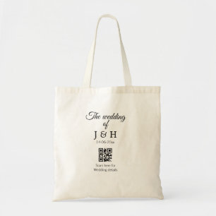 De bruiloft van add koppel naam QR code scan detai Tote Bag