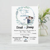 De bruiloft van blauwe minnaars kaart (Staand voorkant)