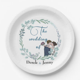 De bruiloft van blauwe minnaars papieren bordje
