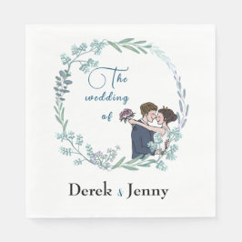 De bruiloft van blauwe minnaars servet