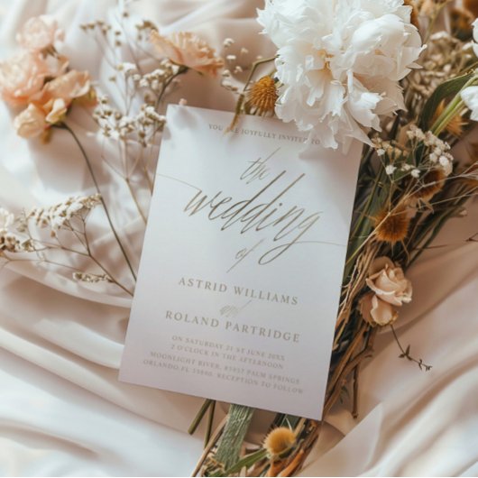 De bruiloft van de faux-gouden kalligrafie kaart