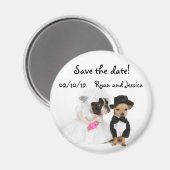 De bruiloft van de hond redt de date magnet magneet (Voorkant / Achterkant)