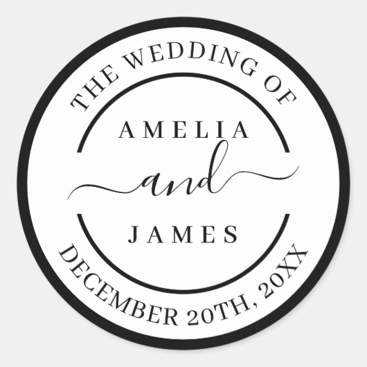 De bruiloft van het moderne schrift ronde sticker (Voorkant)