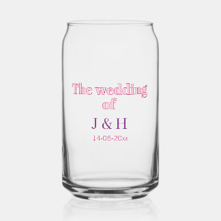 De bruiloft van koppel naam beginletter datum blikvorm glas