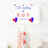 De bruiloft van koppel naam initiaal datum spandoek (Insitu)