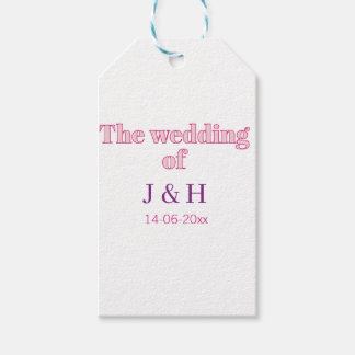 De bruiloft van koppel naam initiele letter datum cadeaulabel