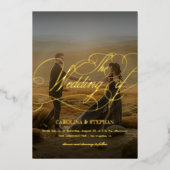 De bruiloft van | Moderne kalligrafie Script & fot Folie Uitnodiging (Voorkant)