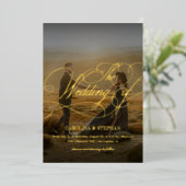 De bruiloft van | Moderne kalligrafie Script & fot Folie Uitnodiging (Staand Voorkant)