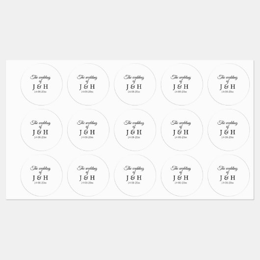 De bruiloft van voeg koppelnaam initiaal briefdatu labels (Vel)