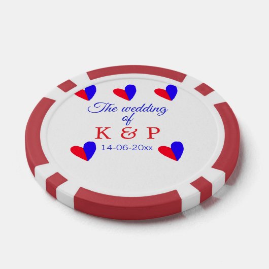 De bruiloft van voeg koppelnaam initiaal briefdatu poker chips (Enkel)