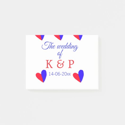 De bruiloft van voeg koppelnaam initiaal briefdatu post-it® notes (Voorkant)
