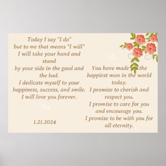 DE BRUILOFT VOW DISPLAY IN BOHO FLORAL DESIGN POSTER