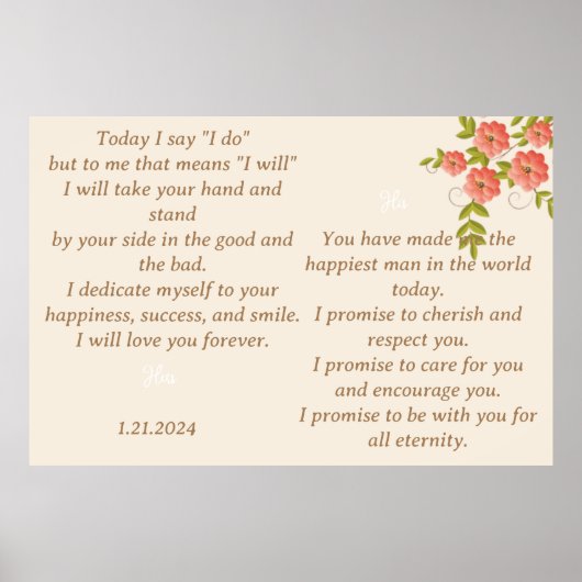 DE BRUILOFT VOW DISPLAY IN BOHO FLORAL DESIGN POSTER (Voorkant)