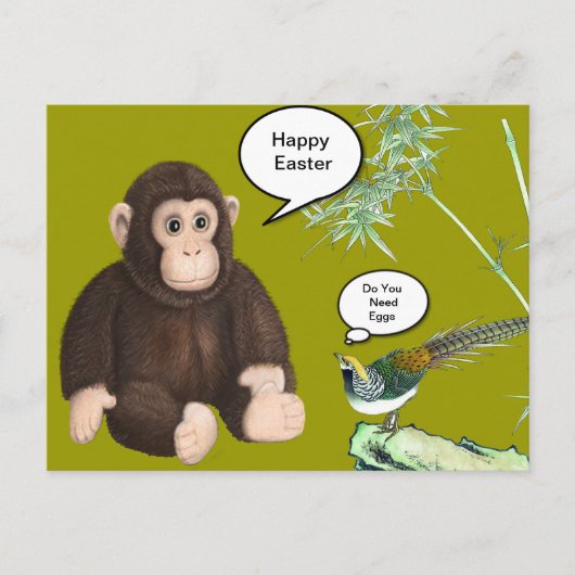 De bruine Aap van Pasen Feestdagenkaart (Voorkant)