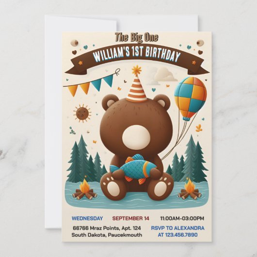 De bruine Leuke Vissen Jongen Schattige Baby Beer  Kaart (Voorkant)