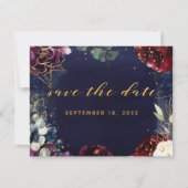 De bruine marine Gold Garden trouwt de datum op Save The Date (Voorkant)
