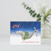 De Bruinvis van de Dolfijn van Kerstmis van de Feestdagenkaart (Staand voorkant)