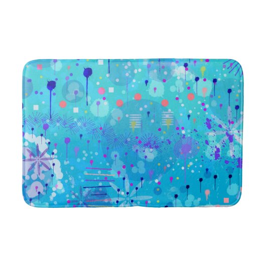 De Bubbelmachine: Blauwe Abstracte Kunst Badmat (Voorkant)