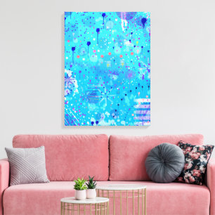 De Bubbelmachine: Blauwe Abstracte Kunst Canvas Afdruk