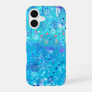 De Bubbelmachine: Blauwe Abstracte Kunst iPhone 16 Hoesje