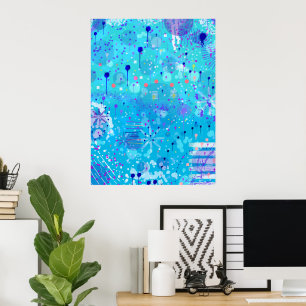 De Bubbelmachine: Blauwe Abstracte Kunst Poster