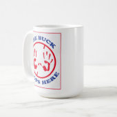 De buck stopt hier. koffiemok (Voorkant links)