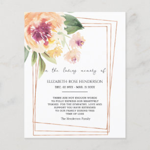 DE BUDGET FLORAL SYMPATHY MEMORIAL DANK JE KAART.  FLYER