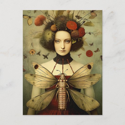 De Bug Lady Creepy  Retro Briefkaart (Voorkant)