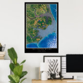 De buitenbanken North Carolina Satellite Poster (Thuiskantoor)