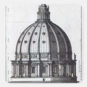 De buitenkant van de koepel van St. Peter's, Rome Vierkante Sticker
