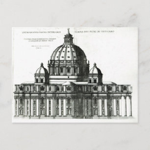 De buitenkant van de Sint-Peter Basilica in Rome Briefkaart