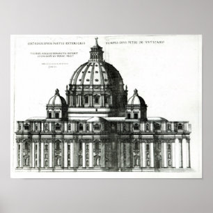 De buitenkant van de Sint-Peter Basilica in Rome Poster