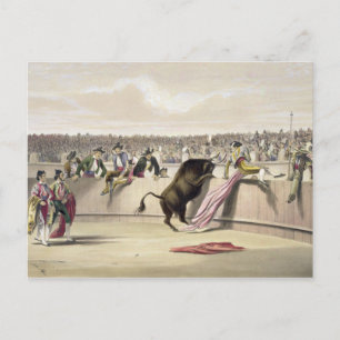 De bull Leaping the Barriers, 1865 (kleurenlitho) Briefkaart