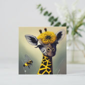 De bundel Giraffe Whimsical Digital Art Kaart (Staand voorkant)