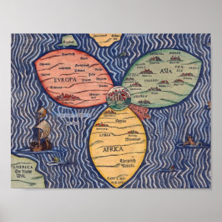 DE BUNTING CLOVER LEAF MAP VAN JERUSALEM (1581) POSTER