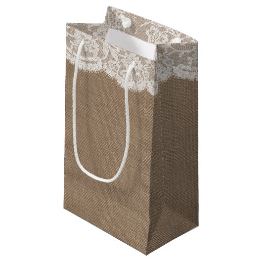De Burlap & Lace bruiloft Collectie geschenktassen Klein Cadeauzakje (Voorkant Gekanteld)
