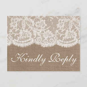 De Burlap & Lace Trouwcollectie RSVP Uitnodiging Briefkaart