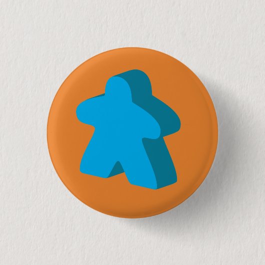 De Button van Meeple (Sinaasappel & Blauw) (Voorkant)
