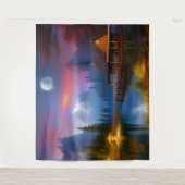 De Cabin in de Cove onder de maan Wandkleed (Voorkant)