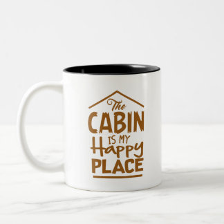 De Cabin is mijn gelukkige plek Tweekleurige Koffiemok