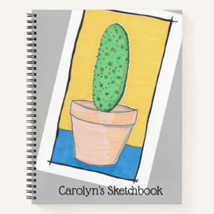 De cactus. Naïeve kunst van een prik. Je naam Notitieboek
