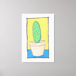 De cactus - naïeve kunst - woestijn peuk canvas afdruk