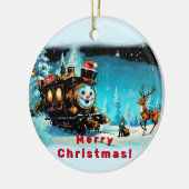 De cadeautrein - Kerstscène Keramisch Ornament (Links)