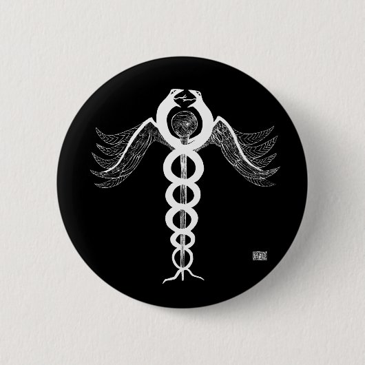 De Caduceus Ronde Button 5,7 Cm (Voorkant)