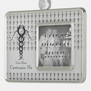 De Caduceus (zwart) Verzilverd Kader Ornament