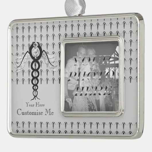 De Caduceus (zwart) Verzilverd Kader Ornament (Links)