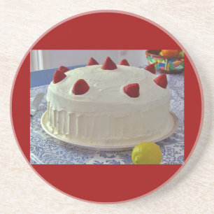 De Cake van de aardbei Zandsteen Onderzetter
